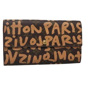 LOUIS VUITTON Graffiti Porte Monnaie Credit Wallet Orange M92190 LV Auth 140515